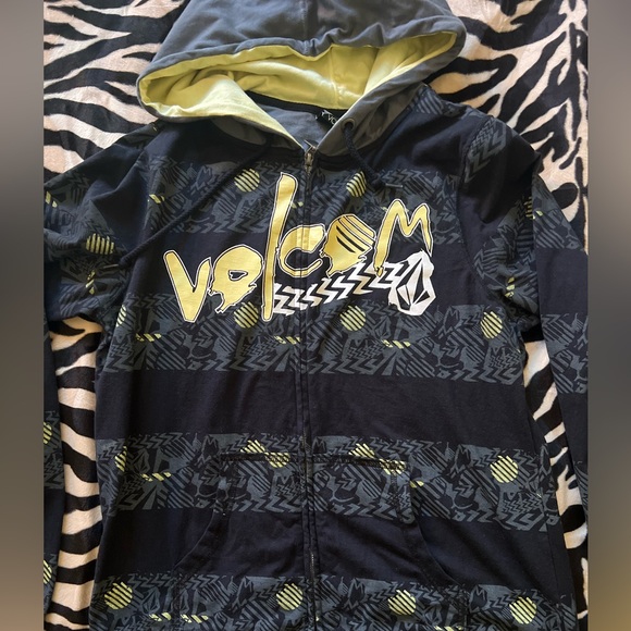 Volcom Lightweight Cotton Hoodie Black/Grey/Yellow - Y2K/Surf/Skate - Juniors XL - Picture 3 of 15